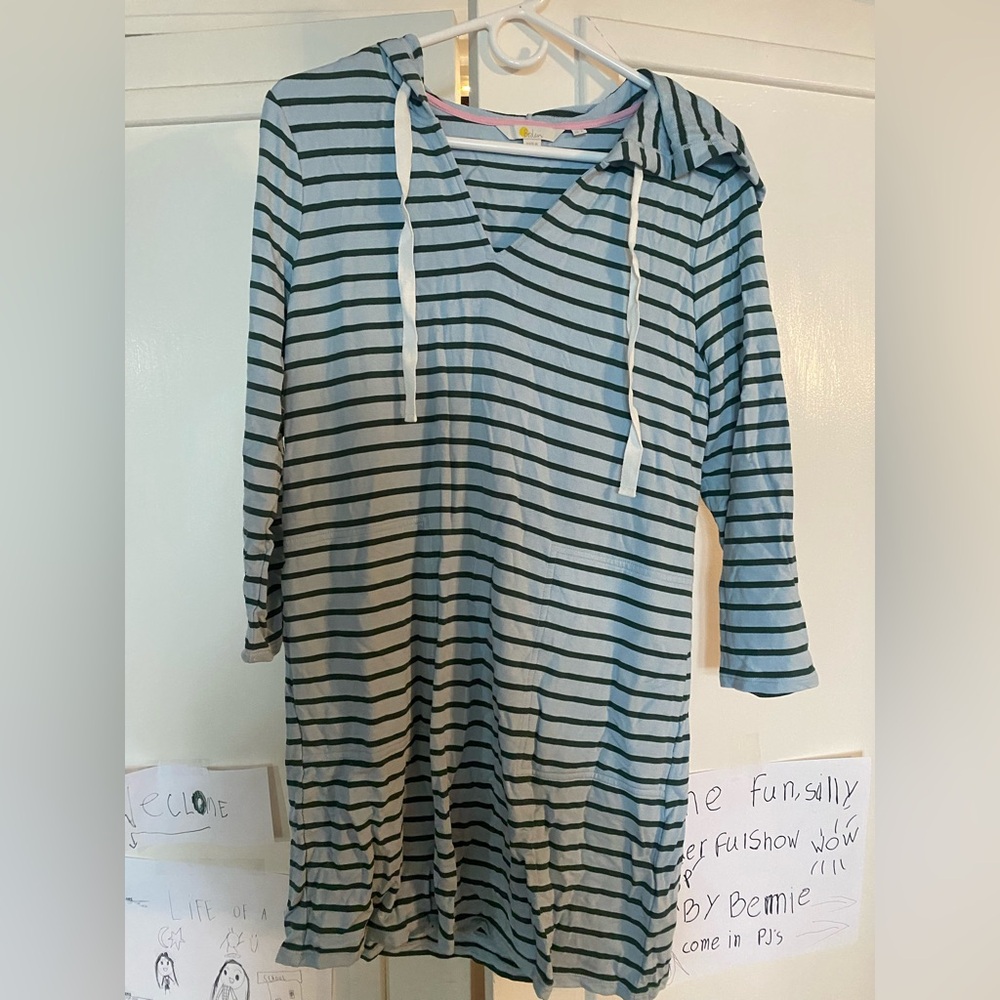 Boden Green and Blue Striped Top